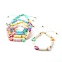 Handmade Polymer Clay Beads Nylon Thread Braided Bead Bracelets, with Brass Spacer Beads, Butterfly