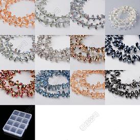 100pcs 5 couleurs galvanoplastie perles de verre, perles percées, facette, larme