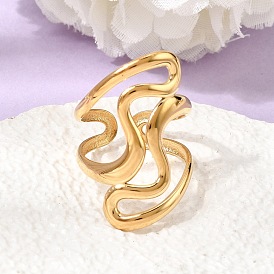 304 открытые кольца-манжеты из нержавеющей стали для женщин, волна, ионное покрытие (ip)