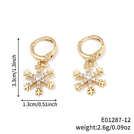 Элегантные серьги-кольца и ожерелья с подвесками из латуни с микропаве из прозрачных кубических цирконий в форме снежинки для женщин