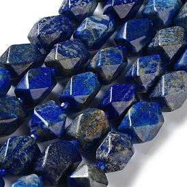 Hilos de cuentas de lapislázuli natural, con granos de la semilla, facetados, rombo