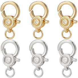 6 шт. 2 цвета латунь микропаве кубический цирконий застежки-лобстеры, с прыжковых колец, долговечный, плоско-круглые