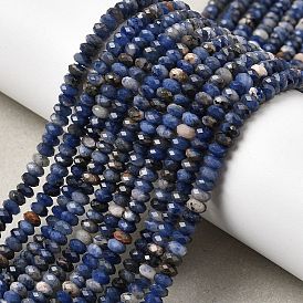 Природный содалит бисер нитей, рондель, граненые