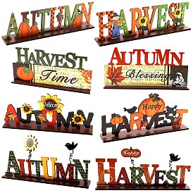 Wooden Word Display Decoration, Thanksgiving Day Ornaments, for Party Gift Home Decoration