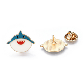 Shark Enamel Pin, Animal Alloy Brooch for Backpack Clothes, Cadmium Free & Lead Free, Light Gold