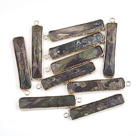 Pendentifs en pierres fines, avec les accessoires en laiton, facette, rectangle, or
