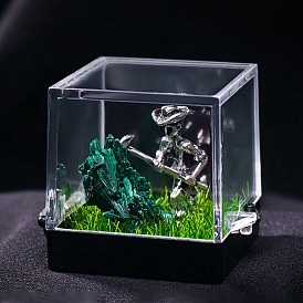 Gemstone Cluster & Miner Modeling Mineral Specimen Box, Raw Stone Micro Landscape Display Decorations