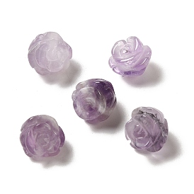 Natural Amethyst Carved Flower Beads, Rose