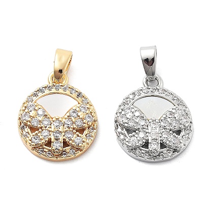 Латунные микро проложить кубического циркония прелести, без кадмия, без никеля и без свинца, с оболочкой, плоские круглые с стрекоза