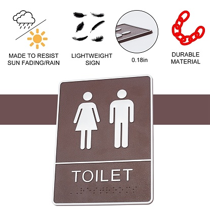 Letrero de baño acrílico pegatinas, señal de baño público, para signo de accesorios de puerta de pared
