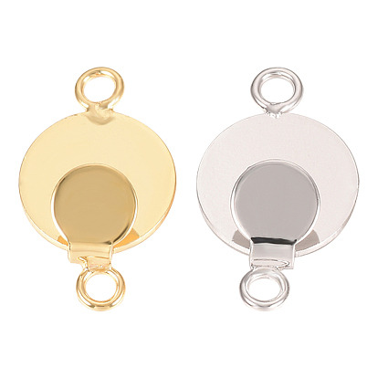 28Pcs 2 Colors Brass Links Connectors, Long-Lasting Plated, Flat Round, Nickel Free