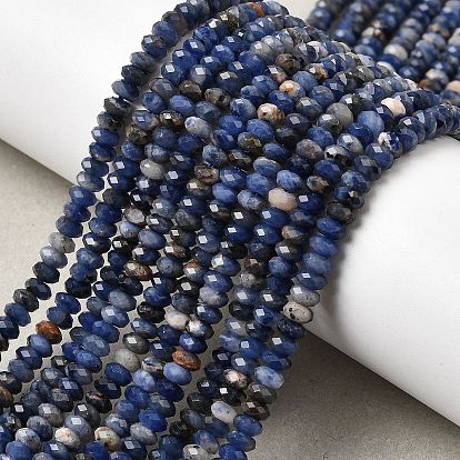 Природный содалит бисер нитей, рондель, граненые
