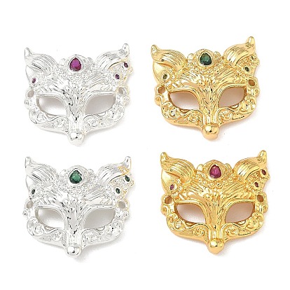 Подвески-коннекторы в виде маски лисы из латуни с микропаве из кубического циркония