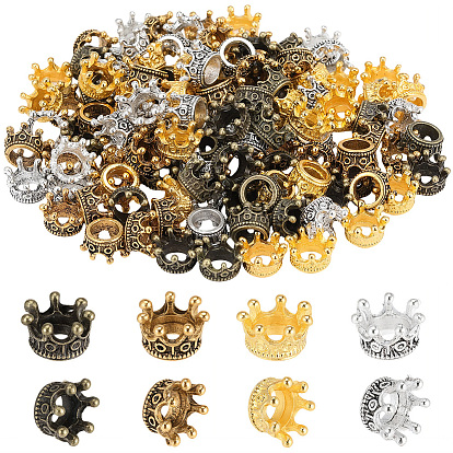 120 pièces 4 couleurs sertissage en alliage strass, Perles avec un grand trou   , couronne