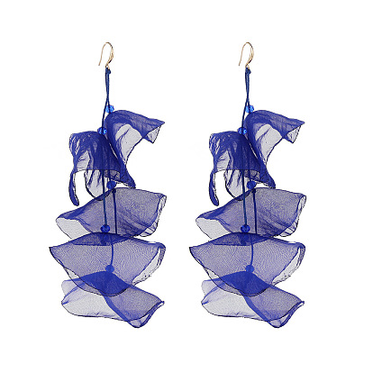 Pendientes colgantes de tela bohemia para mujer, flor