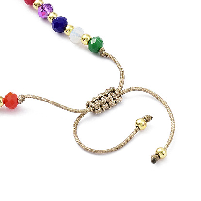 Bracelet réglable en perles naturelles et verre et laiton tressé pour femme