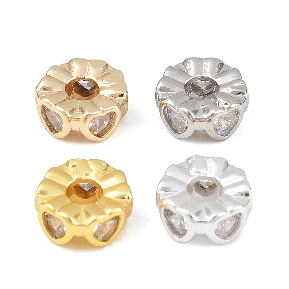 Латунные микропаве из прозрачного кубического циркония, круглые с сердцем, стойки покрытие, долговечный, без свинца и без кадмия