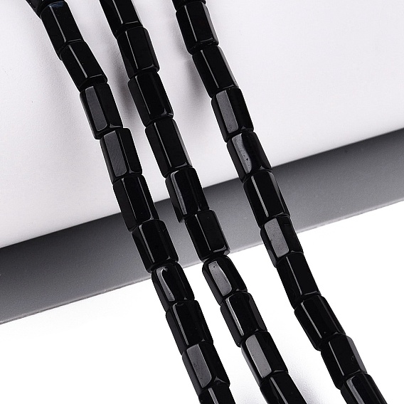Natural Obsidian Beads Strands, Hexagonal Prism