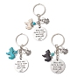 Брелки из сплава в тибетском стиле, лошадь, с синтетическими бирюзовый, 201 нержавеющая сталь и 304 фурнитура из нержавеющей стали