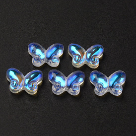Electroplate Transparent Glass Beads, AB Color Half Plated, Butterfly