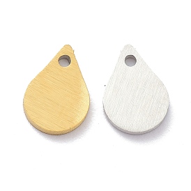 304 Stainless Steel Pendants, Stamping Blank Tag, Laser Cut, Double Side Drawbench Effect, Teardrop