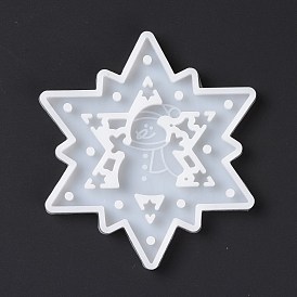 Snowflake with Snowman Pendant Silicone Molds, Resin Casting Molds, for UV Resin, Epoxy Resin Craft Making, Christmas Theme