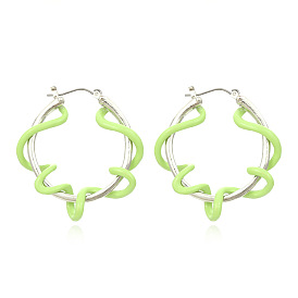 Exaggerated Twisted Alloy Oil Drip Earrings with Retro Geometric Shapes and Spliced Ear Cuffs