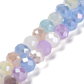 Perles en verre electroplate, facette, ronde