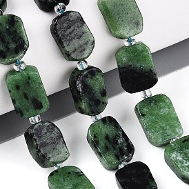 Натуральный рубин в цоизита бусин пряди, с бисером, прямоугольные