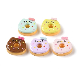 Opaque Resin Imitation Food Decoden Cabochons, Cat Shaped Donut