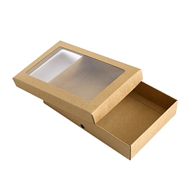 Boîte cadeau en papier kraft, avec fenêtre en pvc transparent, rectangle
