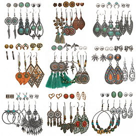Geometric Vintage Alloy Tassel Earrings Set - Multiple Pieces of Ear Jewelry