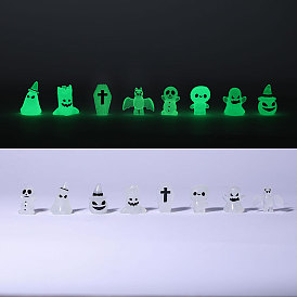 Halloween Luminous Resin Ghost/Bat/Pumpkin/Mummy Ornaments, for Home Desktop Display Decorations, Glow in the Dark
