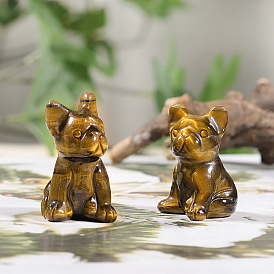 Finely carved crystal stone dog ornaments, creative crystal prosperous and wealthy dog crafts, desktop ornaments