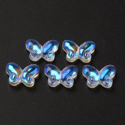 Electroplate Transparent Glass Beads, AB Color Half Plated, Butterfly