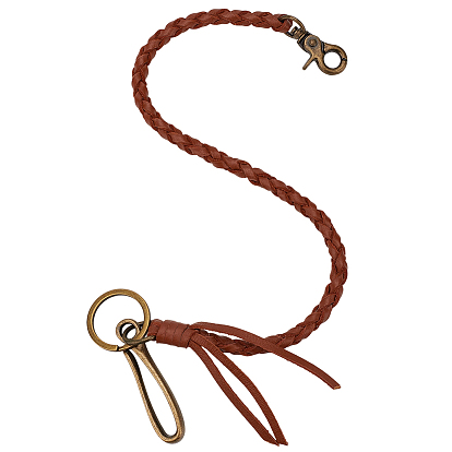 Плетеные кожаные шнурки, цепочки для брюк с кисточками, Сплав с застежками, античная бронза