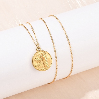 304 Итальянские ожерелья с подвесками в виде монет из нержавеющей стали для женщин, ионное покрытие (ip)