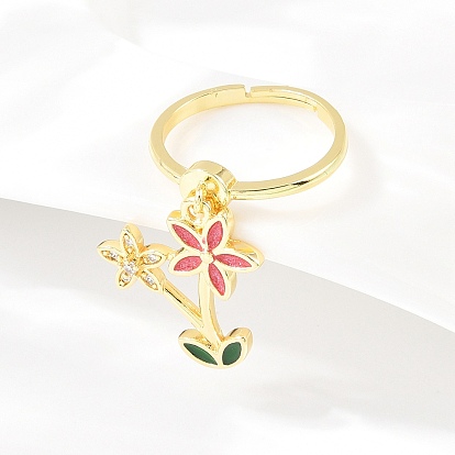 Латунные кольца-подвески с микропаве из кубического циркония для женщин, с эмалью, долговечный, реальный 18 k позолоченный