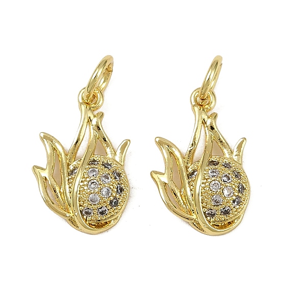 Латунные микро проложить кубического циркония подвески, амулеты из питайи, долговечный, без кадмия и без свинца, стойки покрытие, с целью перехода в кольце