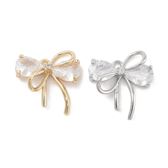 Латунь с подвесками из прозрачного кубического циркония, без кадмия, без никеля и без свинца, двойной бант