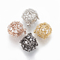 Brass Cage Pendants, For Chime Ball Pendant Necklaces Making, Cadmium Free & Lead Free, with Micro Pave Cubic Zirconia, Hollow Round, Clear