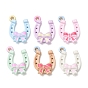 Alloy Enamel Pendants, Horseshoe with Bowknot Charms