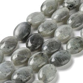 Natural Labradorite Beads Strands, Flat Oval