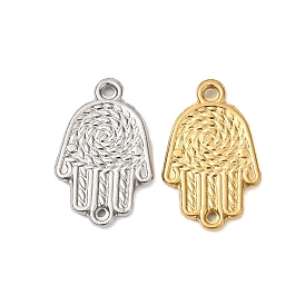 304 Stainless Steel Links, Hamsa Hand/Hand of Miriam Connector Charms