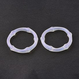 Transparent Acrylic Linking Rings, with Glitter Powder, Irregular Round Ring