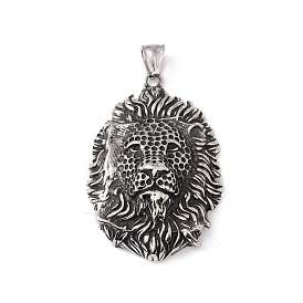 304 Stainless Steel Big Pendants, Lion Charms