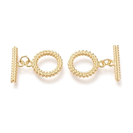 Brass Toggle Clasps, Long-Lasting Plated, Ring & Bar