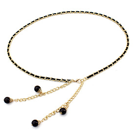 Сплав и пластик круглые бусины кисточки цепи для талии живота для женщин, золотые