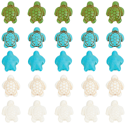 100 шт. 5 стили наборы бусин «сделай сам», включая синтетические бирюзовые и говлитовые черепаховые бусины, смешанные окрашенные и неокрашенные