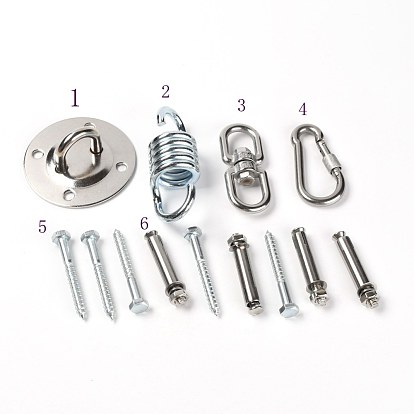 201 Stainless Steel Swing Hook, Yoga Fixed Plate Accessories, with 304 Stainless Steel Lock, Screws for Swing Sporting Goods